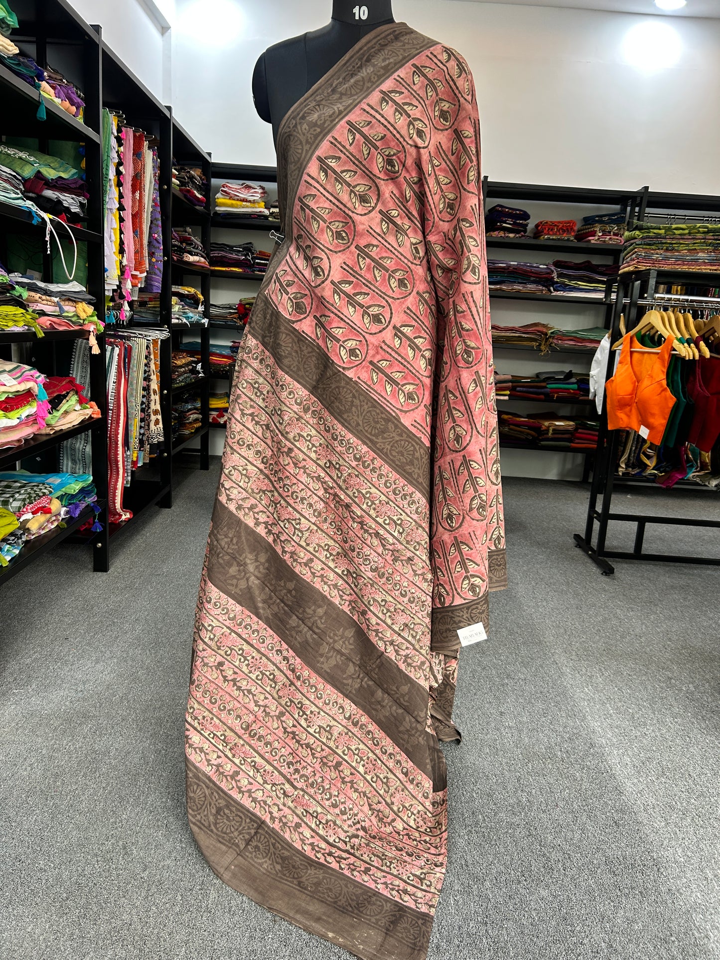 PINK AJRAKH MUL SAREE