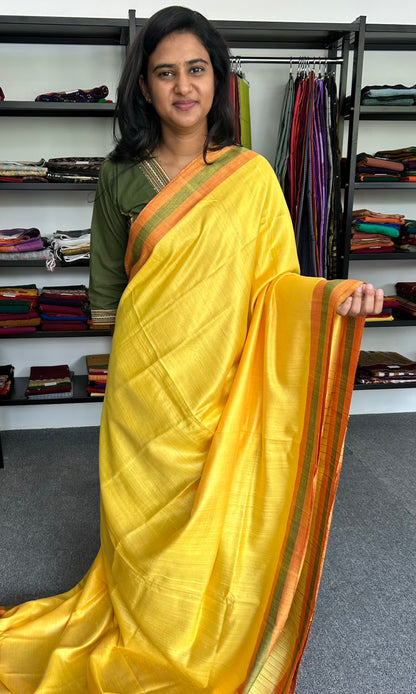 YELLOW MADHUBANI SILK SAREE
