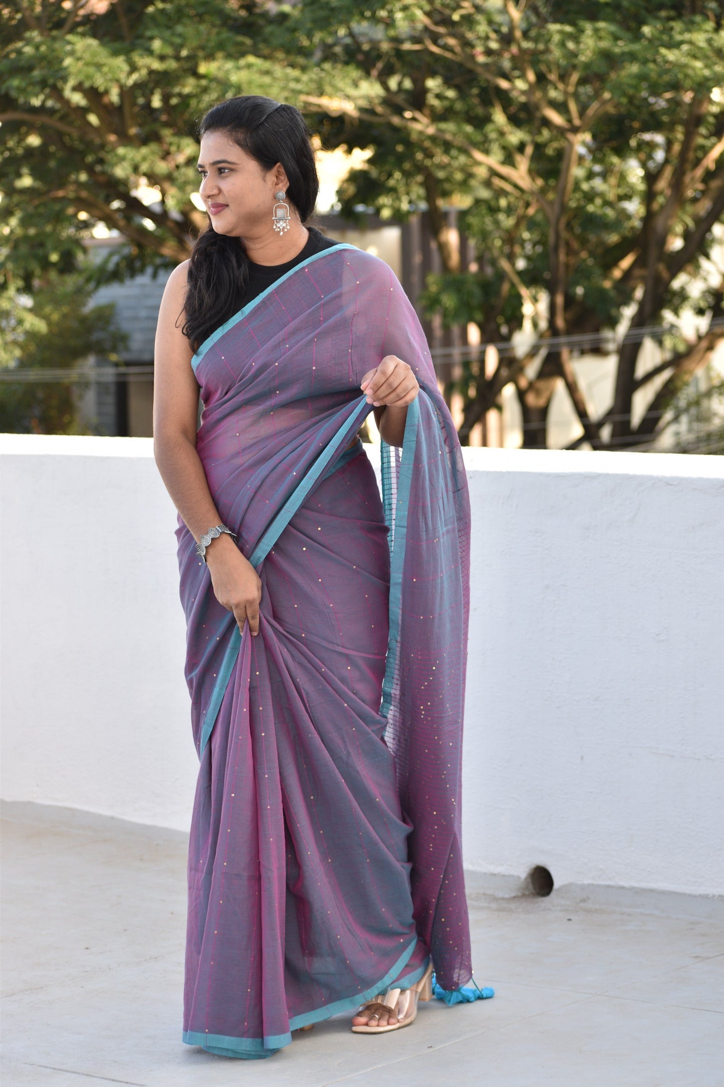 PURPLE  MUL SAREE