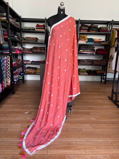 ORANGE PARIJATHA MUL SAREE