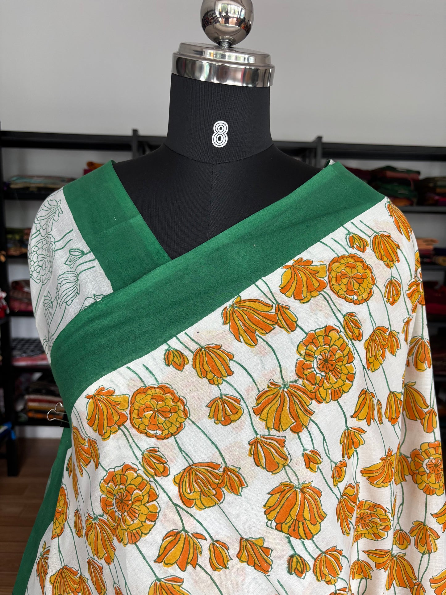 ORANGE QUIRKY MUL SAREE