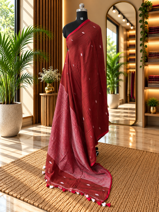 MAROON JAMDANI SAREE