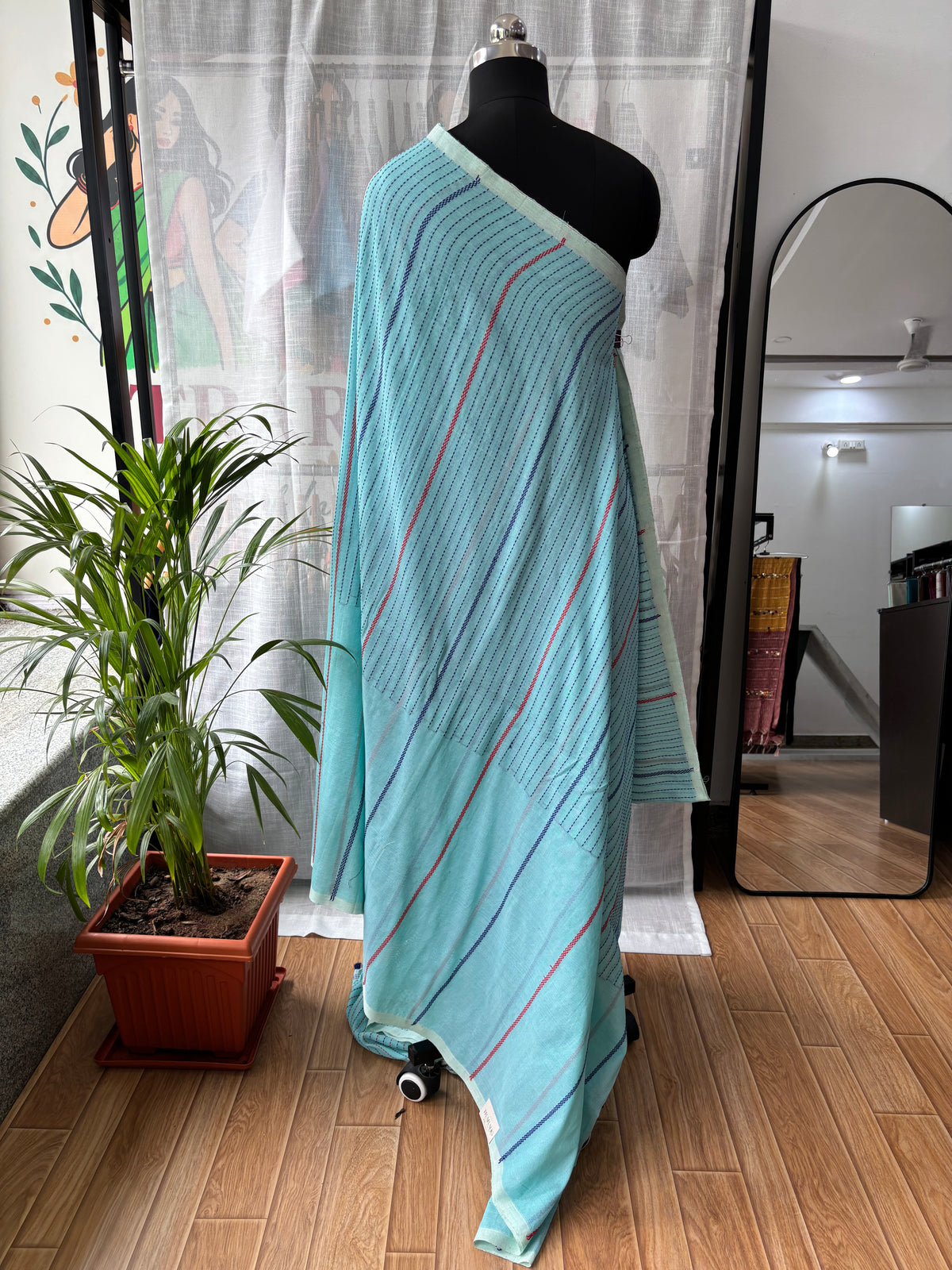 BLUE MERCERISED SAREE