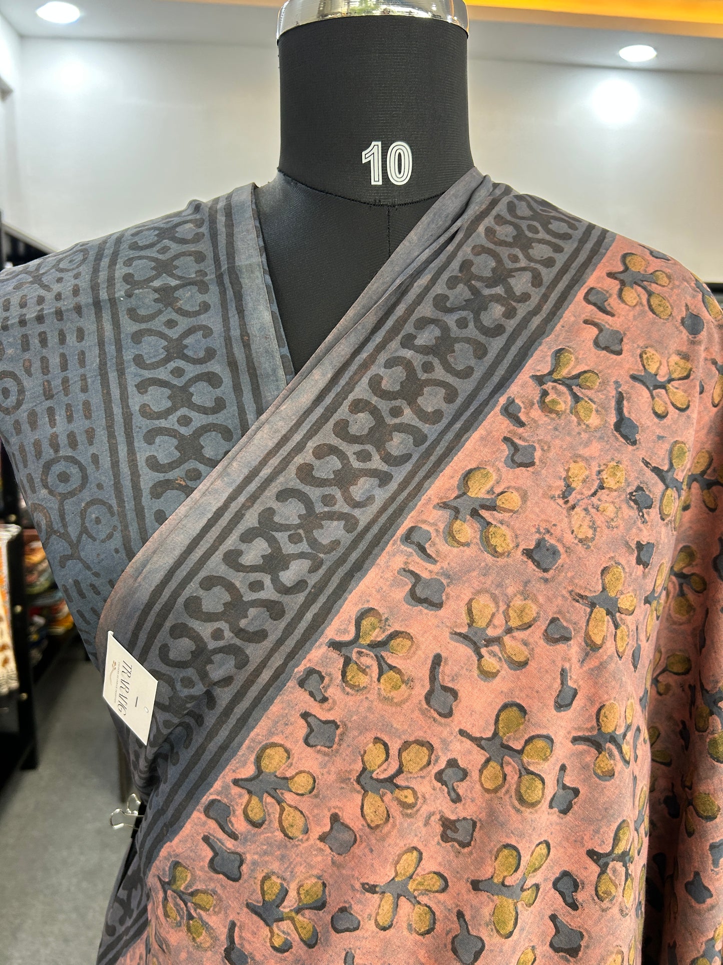 PINK AJRAKH MUL SAREE