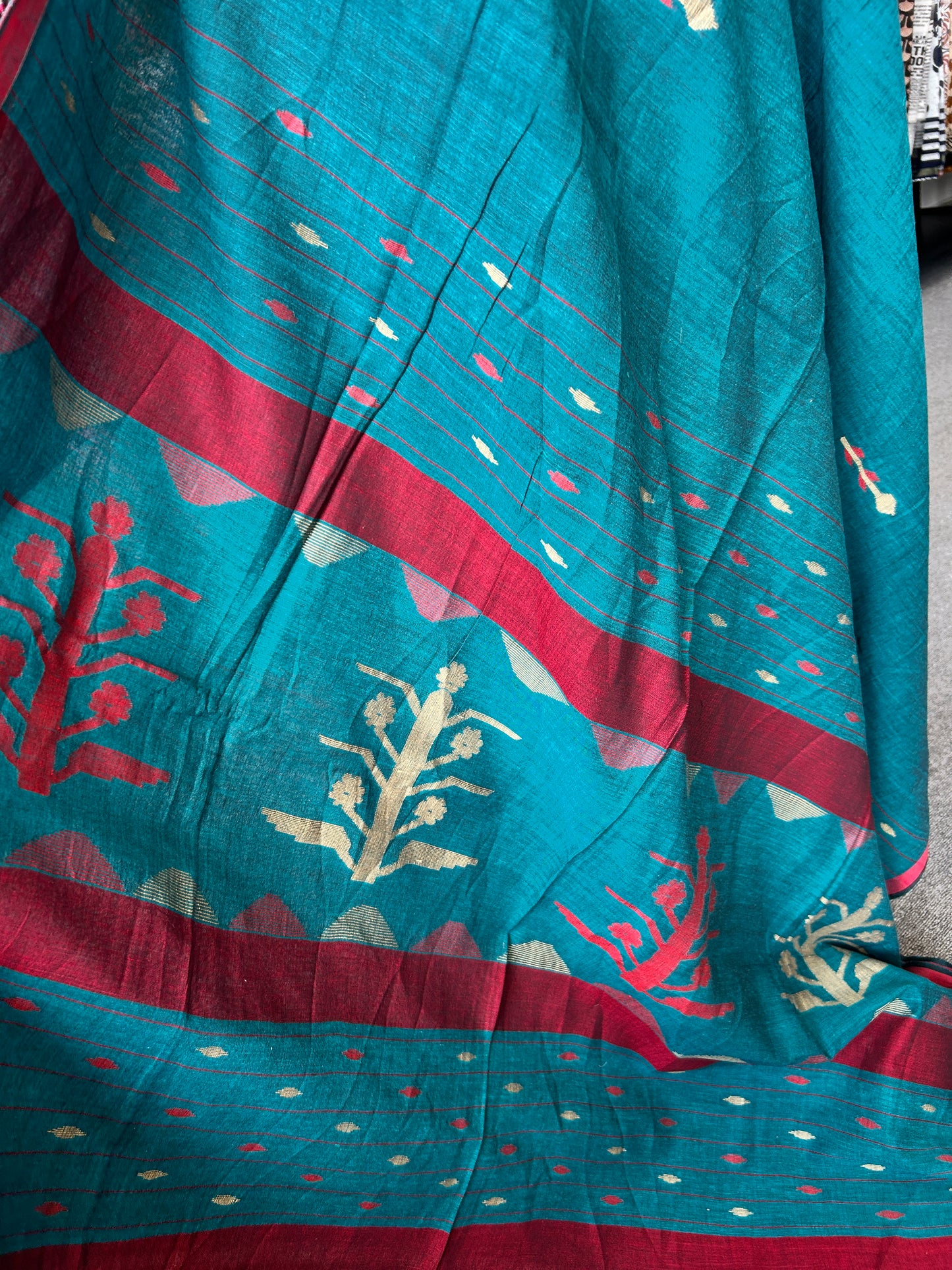 GREEN KHADI JAMDANI SAREE