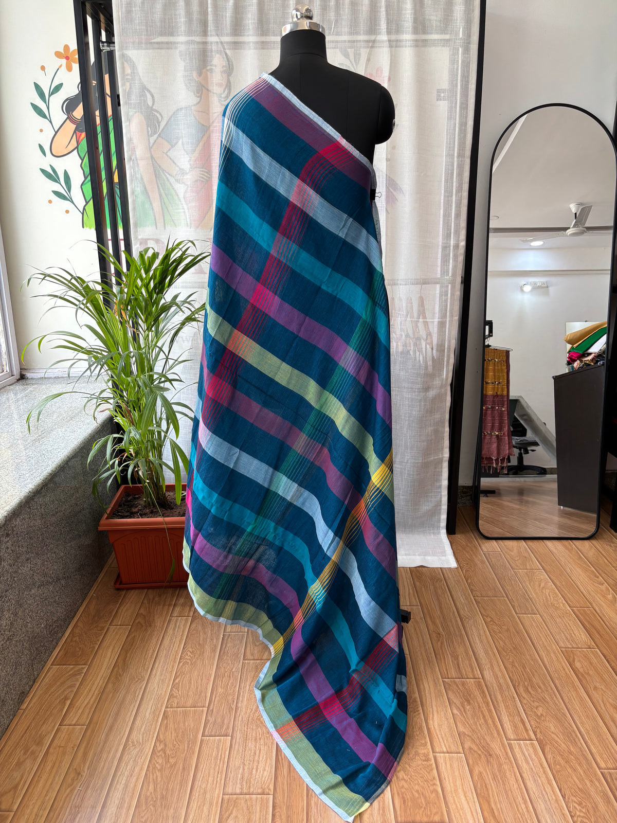 NAVY BLUE INSPIRED BHUJODI SAREE