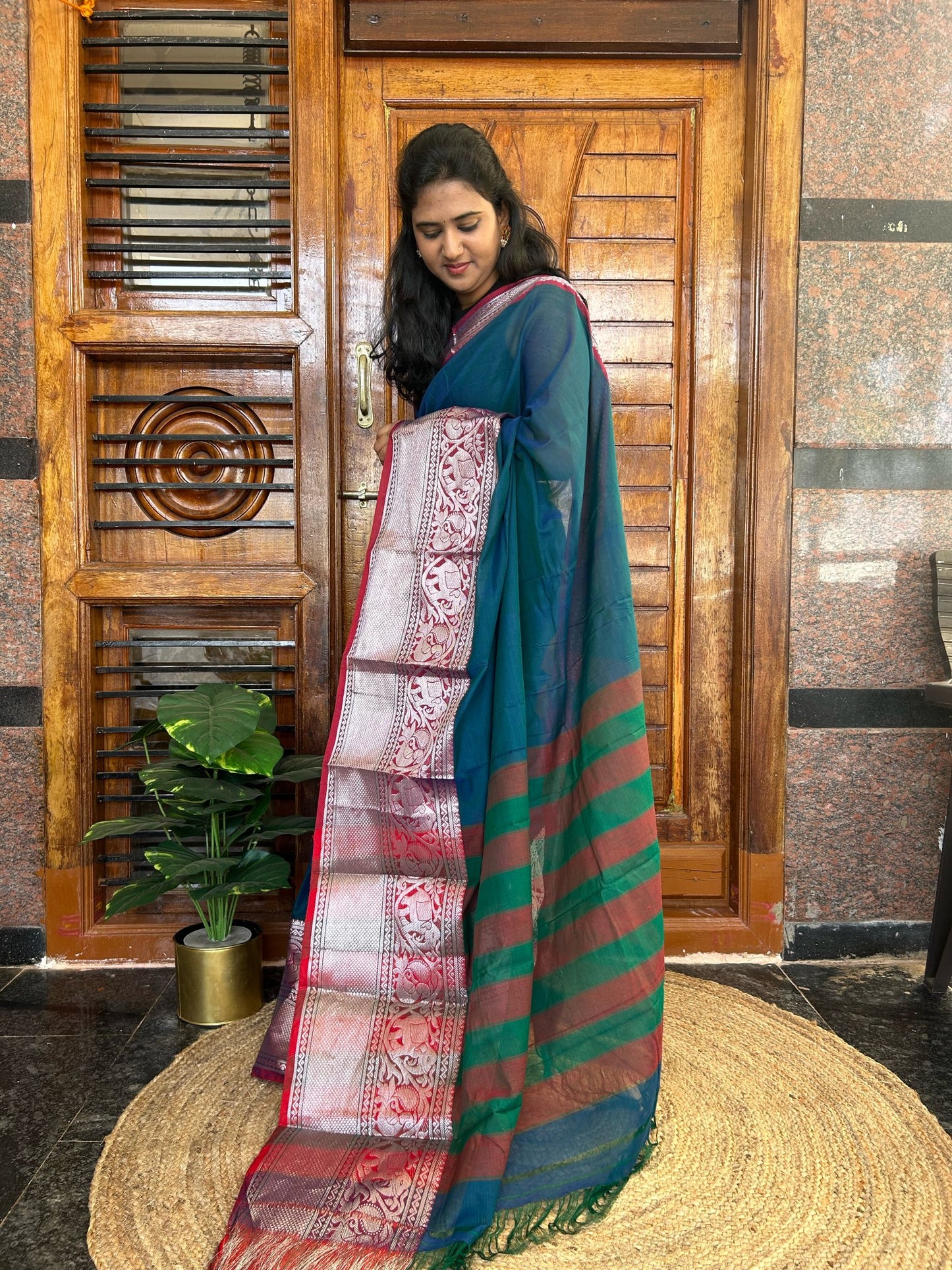 Blue Narayanpet saree.