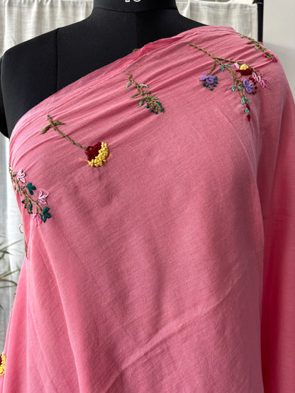 PINK EMBROIDERED MUL SAREE