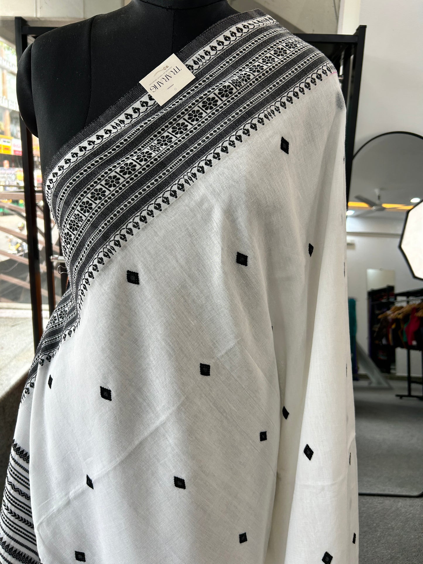 WHITE MERCERISED SAREE