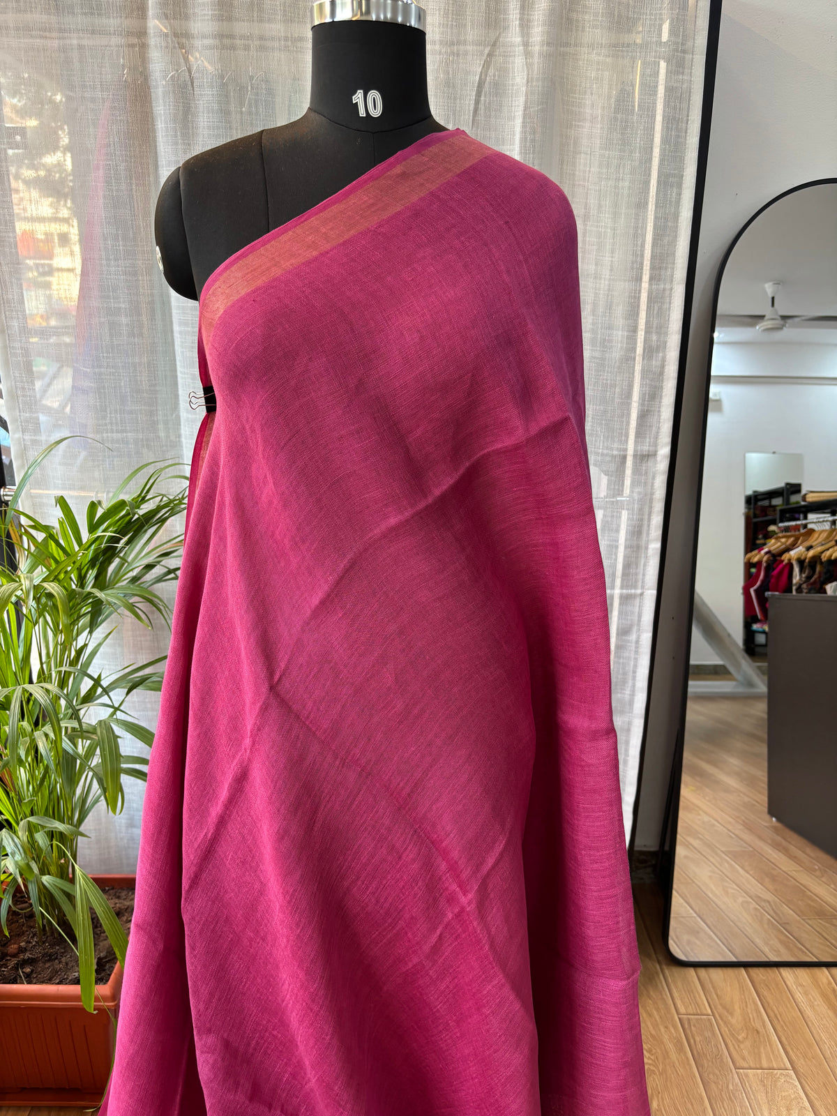 MAROON PURE LINEN SAREE