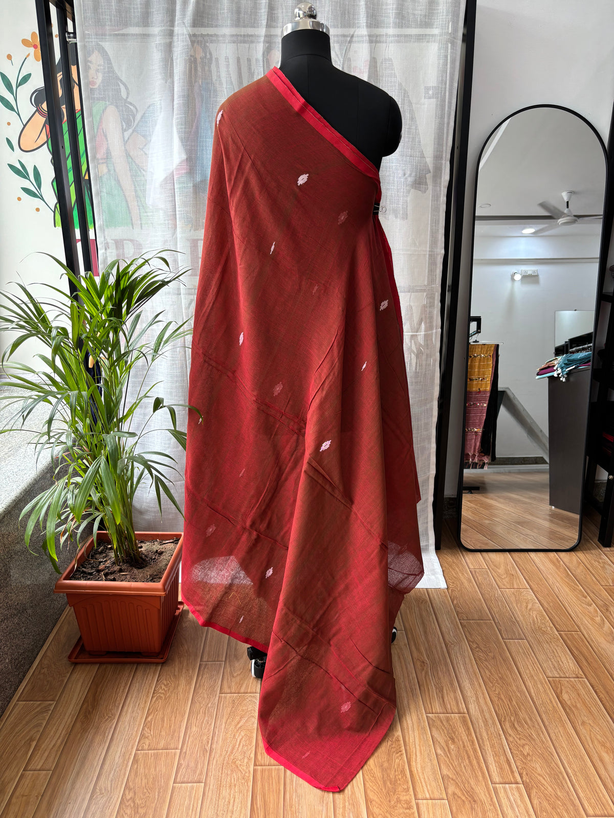 MAROON JAMDANI SAREE