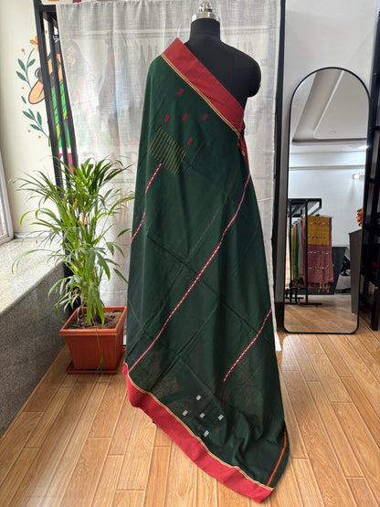 DARK GREEN JAMDANI SAREE
