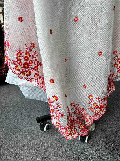 White embroidered kota