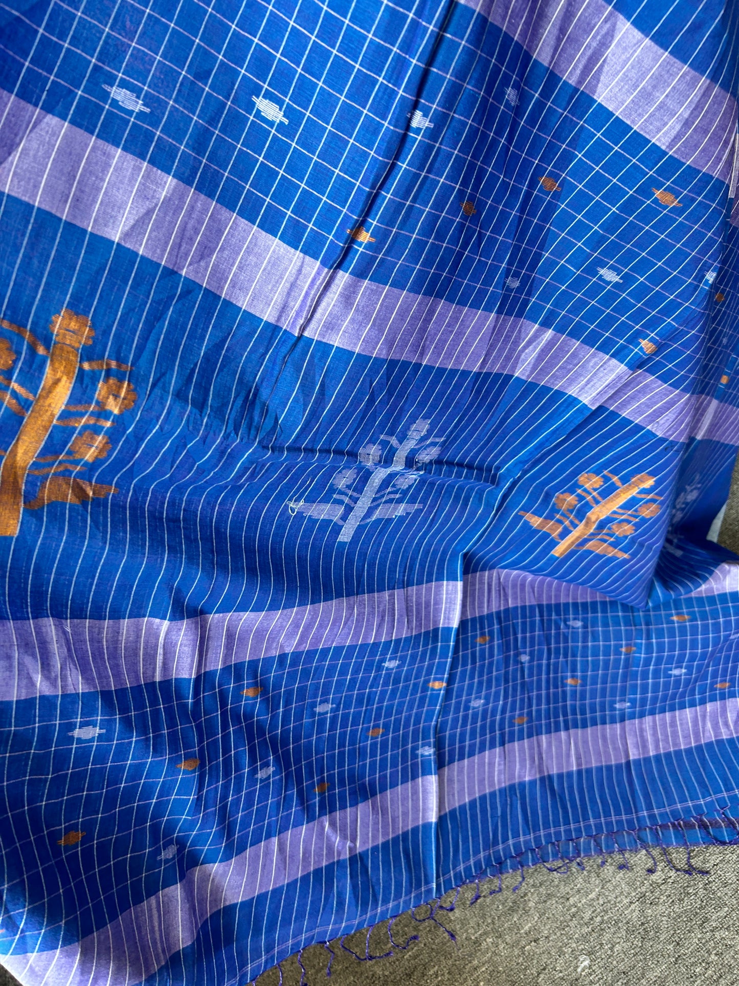 BLUE KHADI JAMDANI SAREE