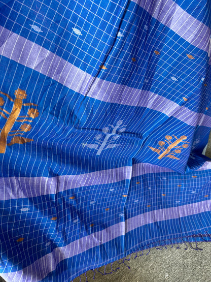 BLUE KHADI JAMDANI SAREE