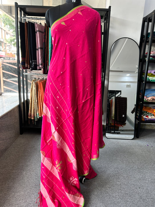 PINK KHADI JAMDANI SAREE