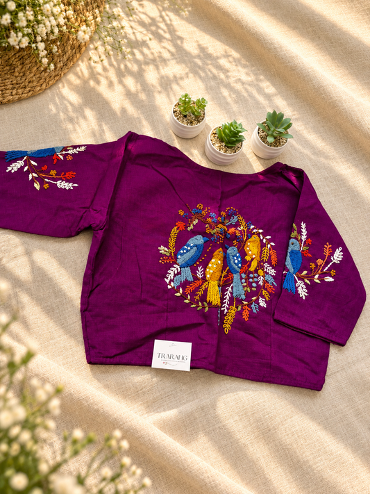 PURPLE EMBROIDERED  BLOUSE