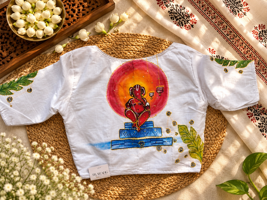 White hand painted blouse