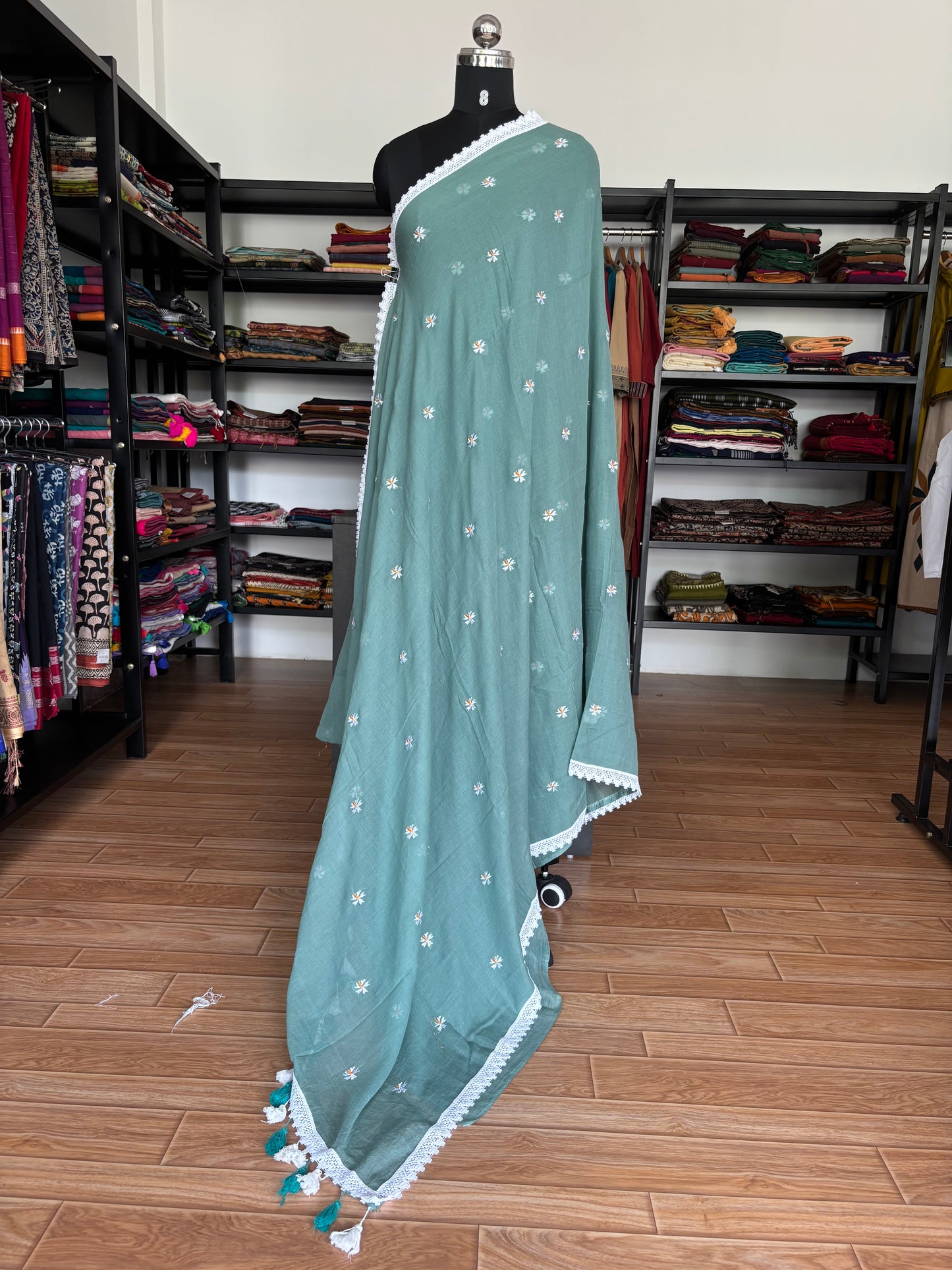 BLUE PARIJATHA MUL SAREE