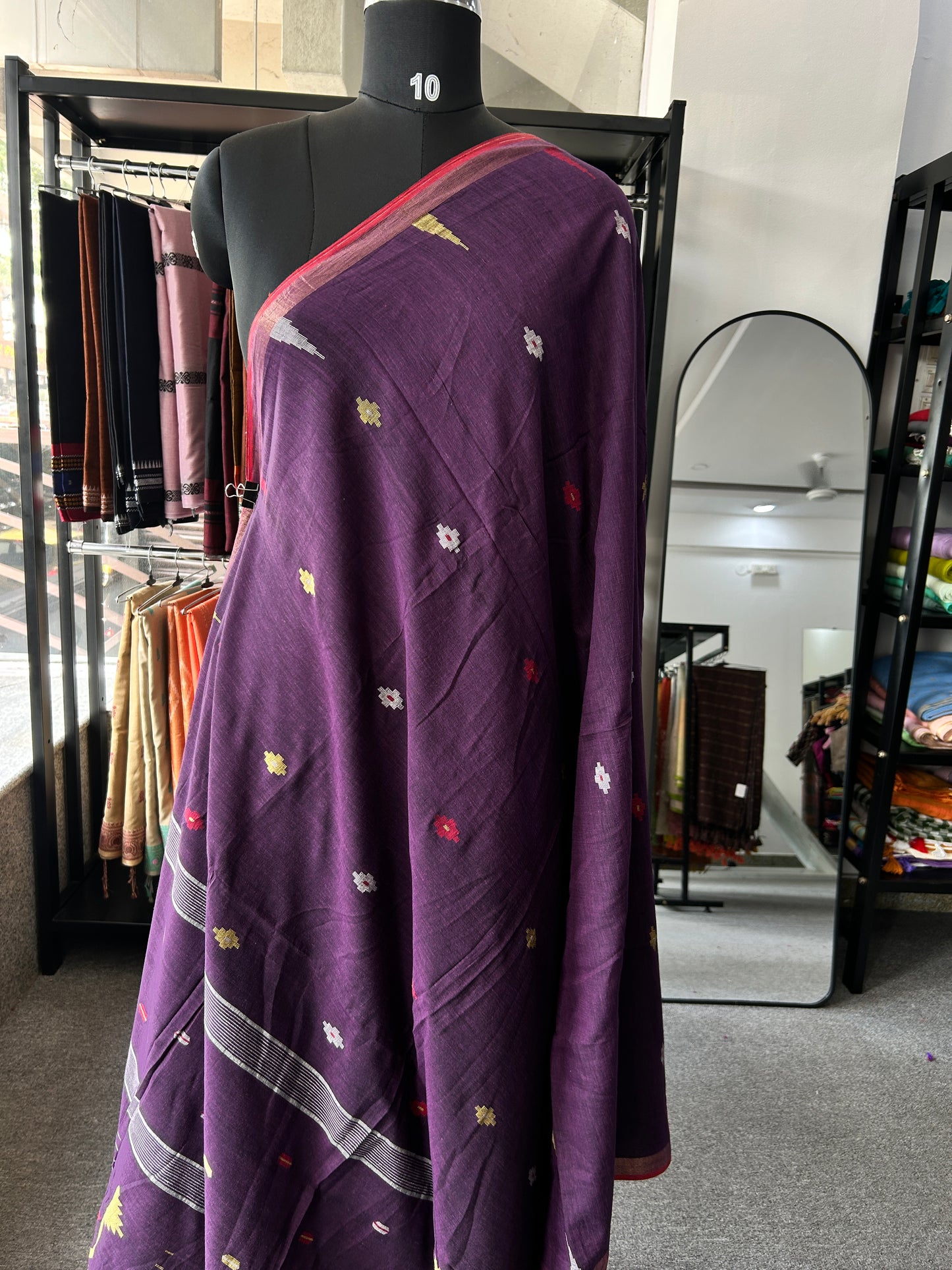 PURPLE KHADI JAMDANI SAREE