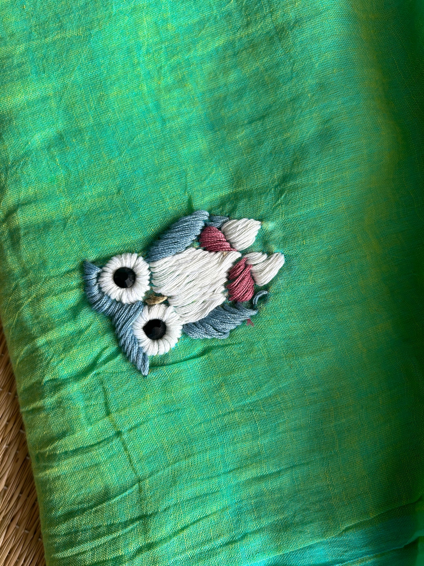 GREEN OWL MUL SAREE