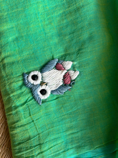 GREEN OWL MUL SAREE