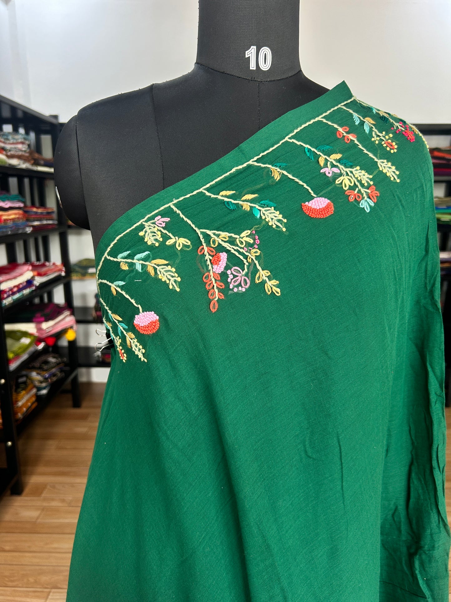 GREEN KATHA MUL SAREE