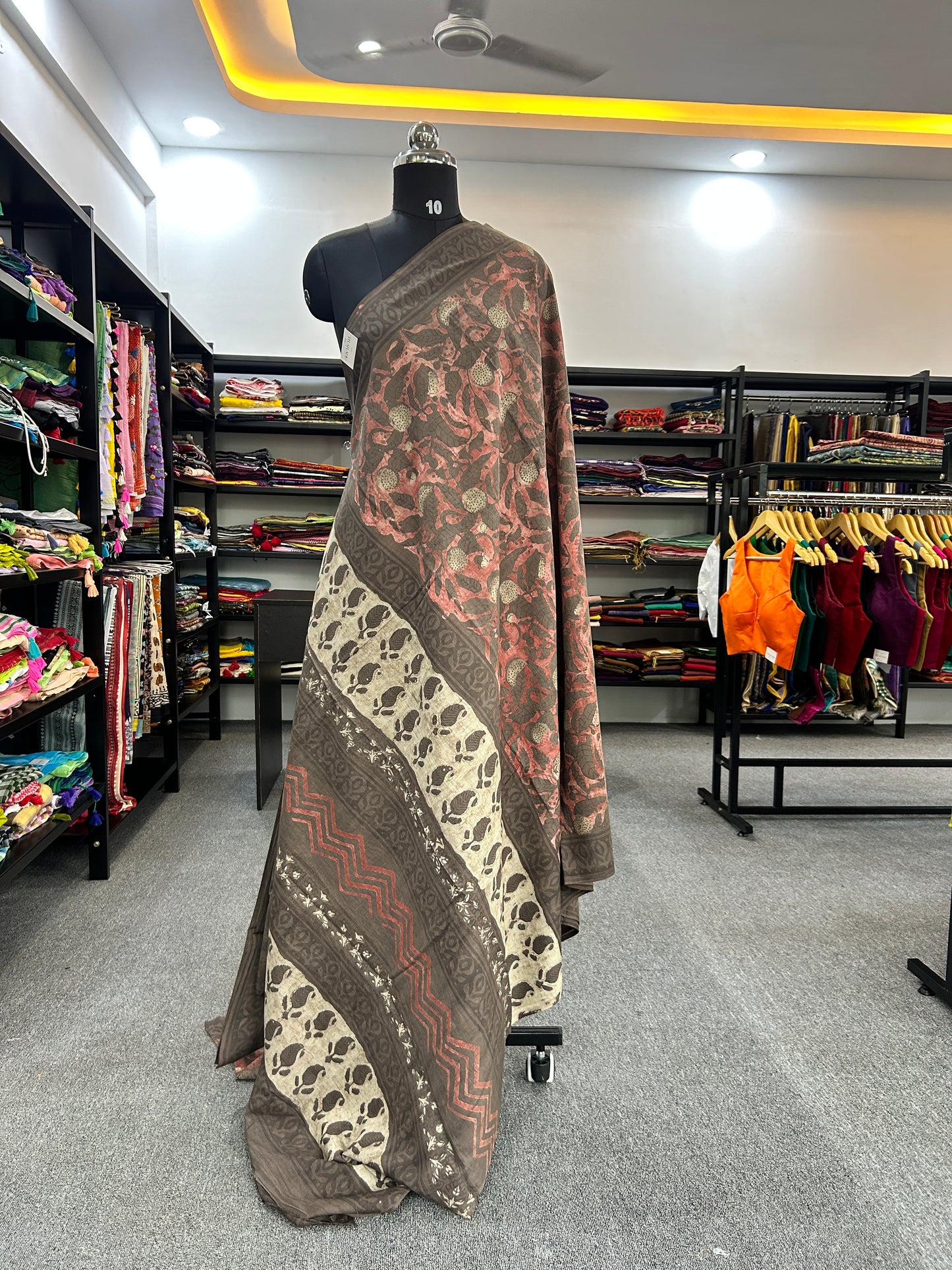 GREY AJRAKH MUL SAREE