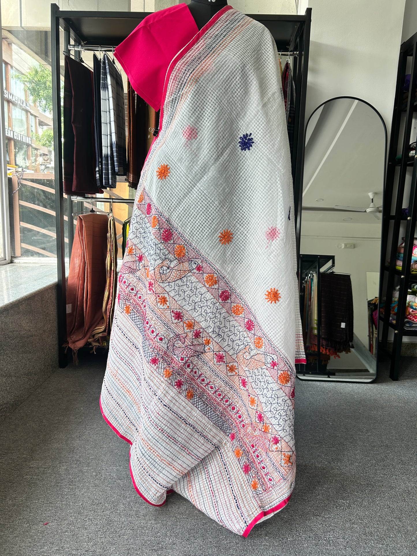 White katha embroidered kota