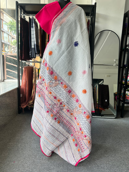 White katha embroidered kota