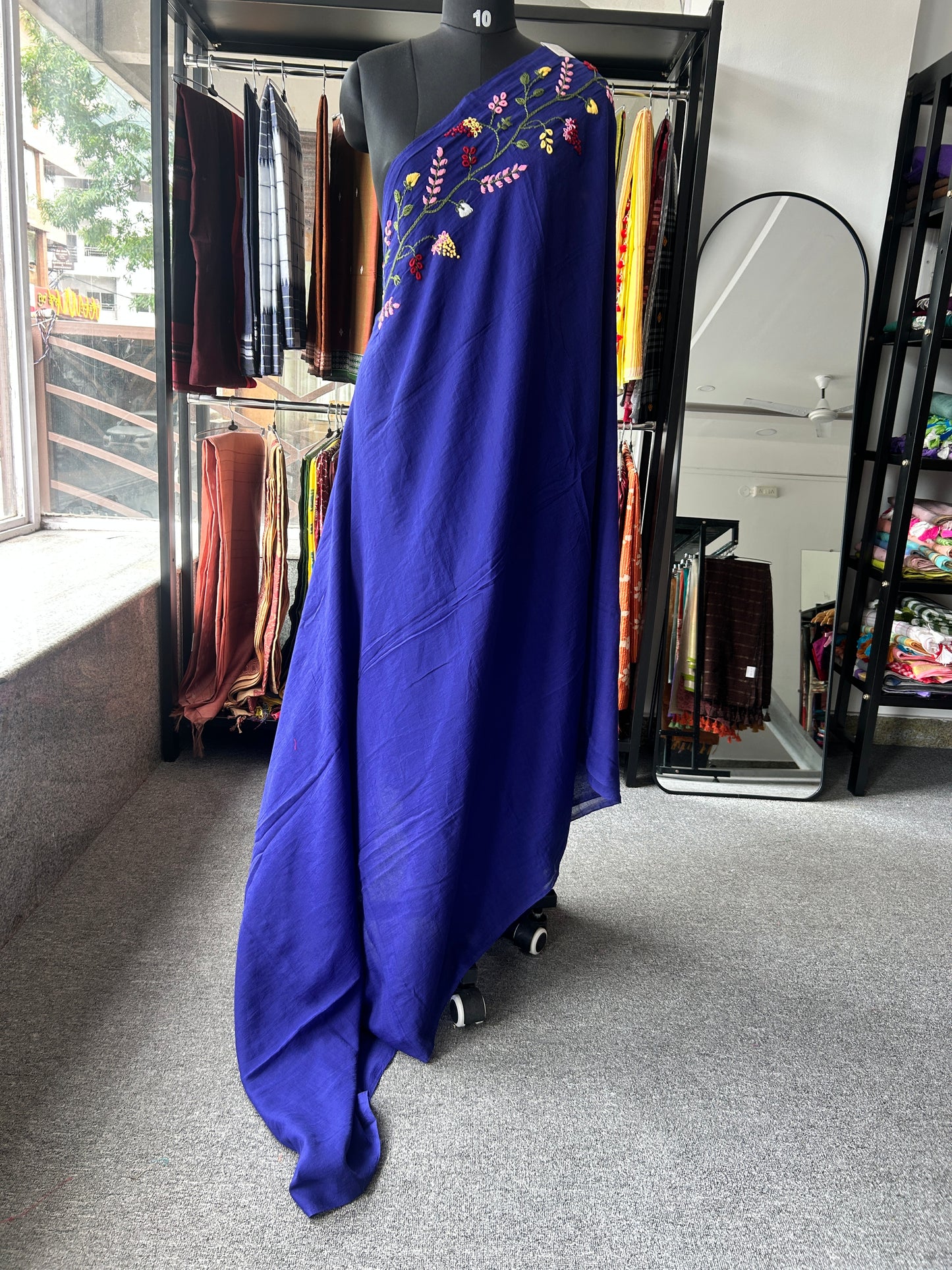 BLUE KATHA MUL SAREE