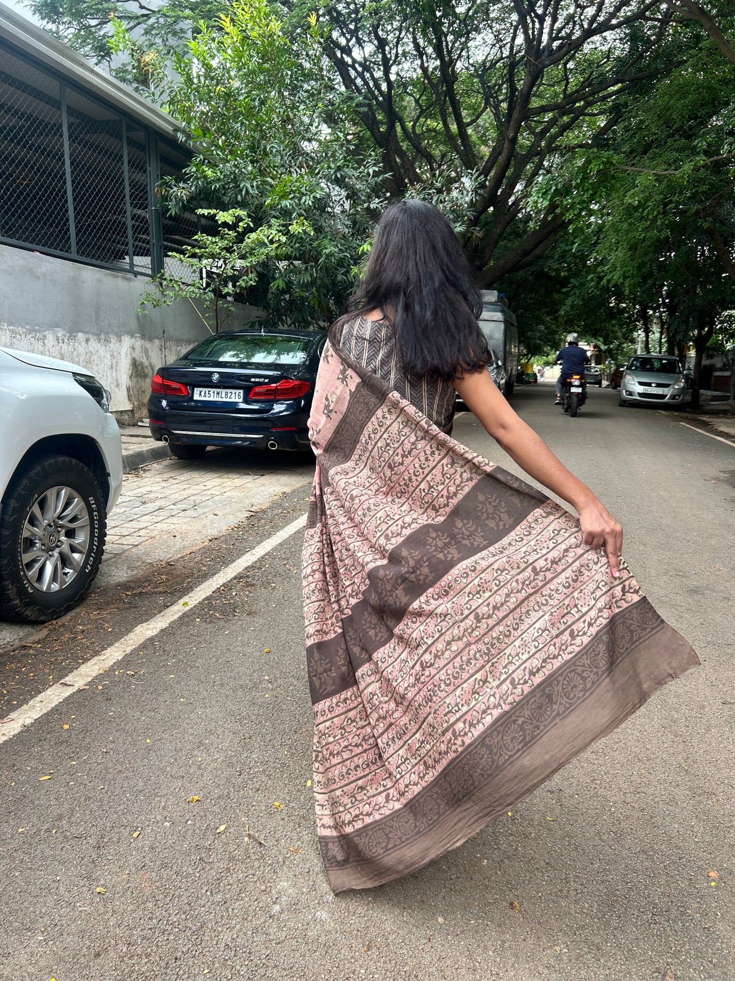 PINK AJRAKH MUL SAREE