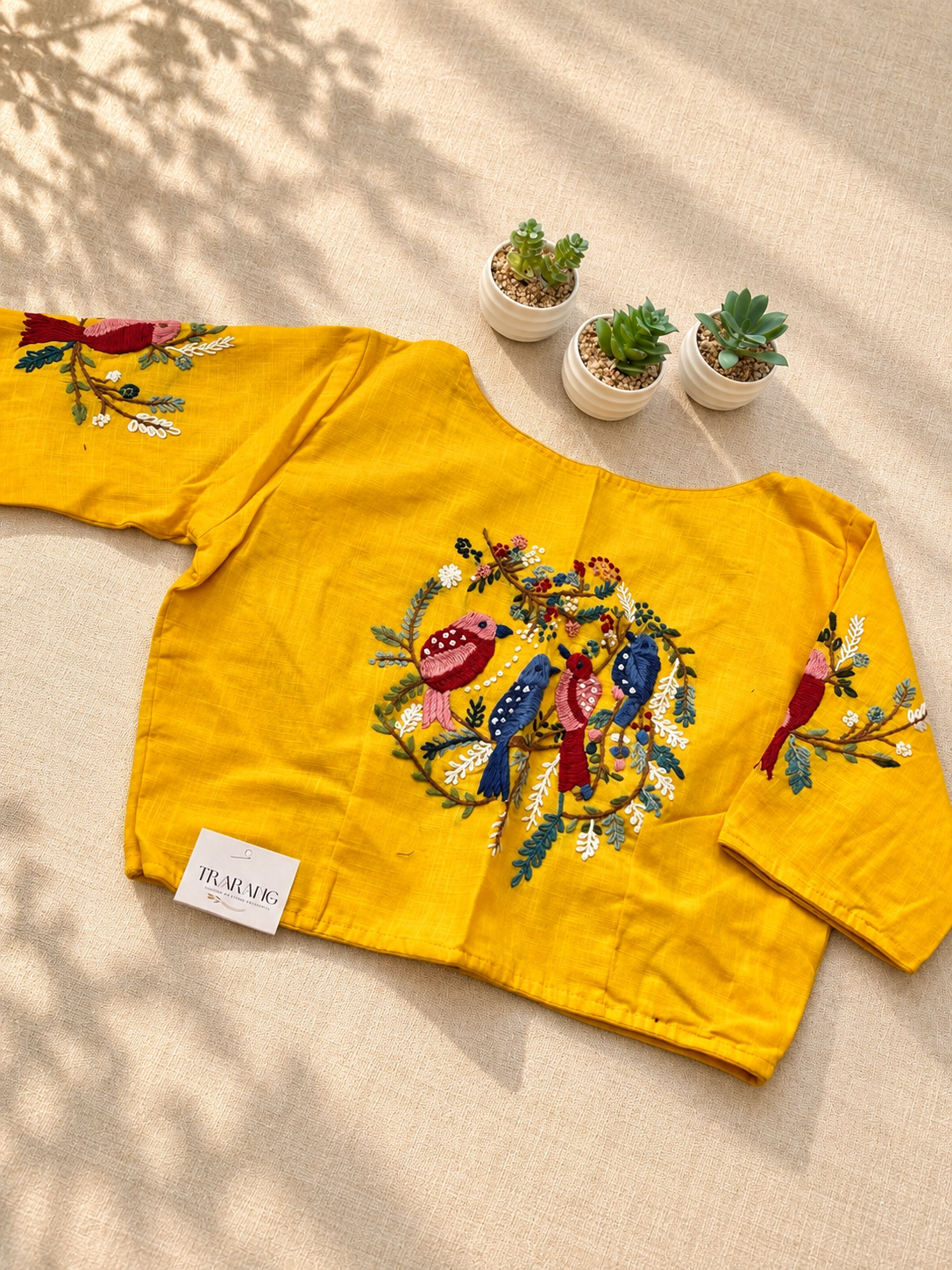 YELLOW EMBROIDERED  BLOUSE