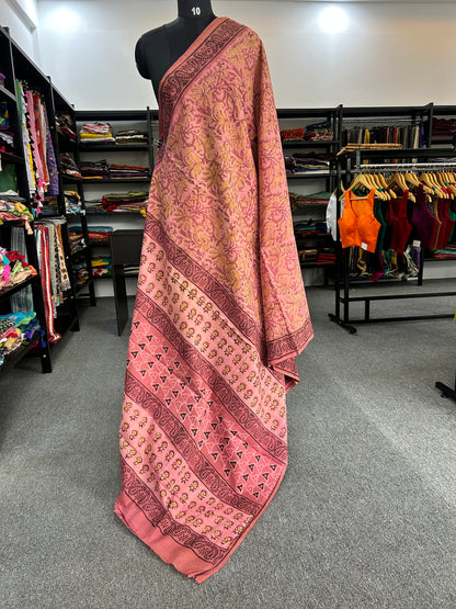 PINK AJRAKH MUL SAREE