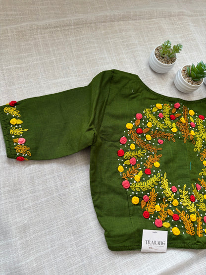 GREEN EMBROIDERED  BLOUSE