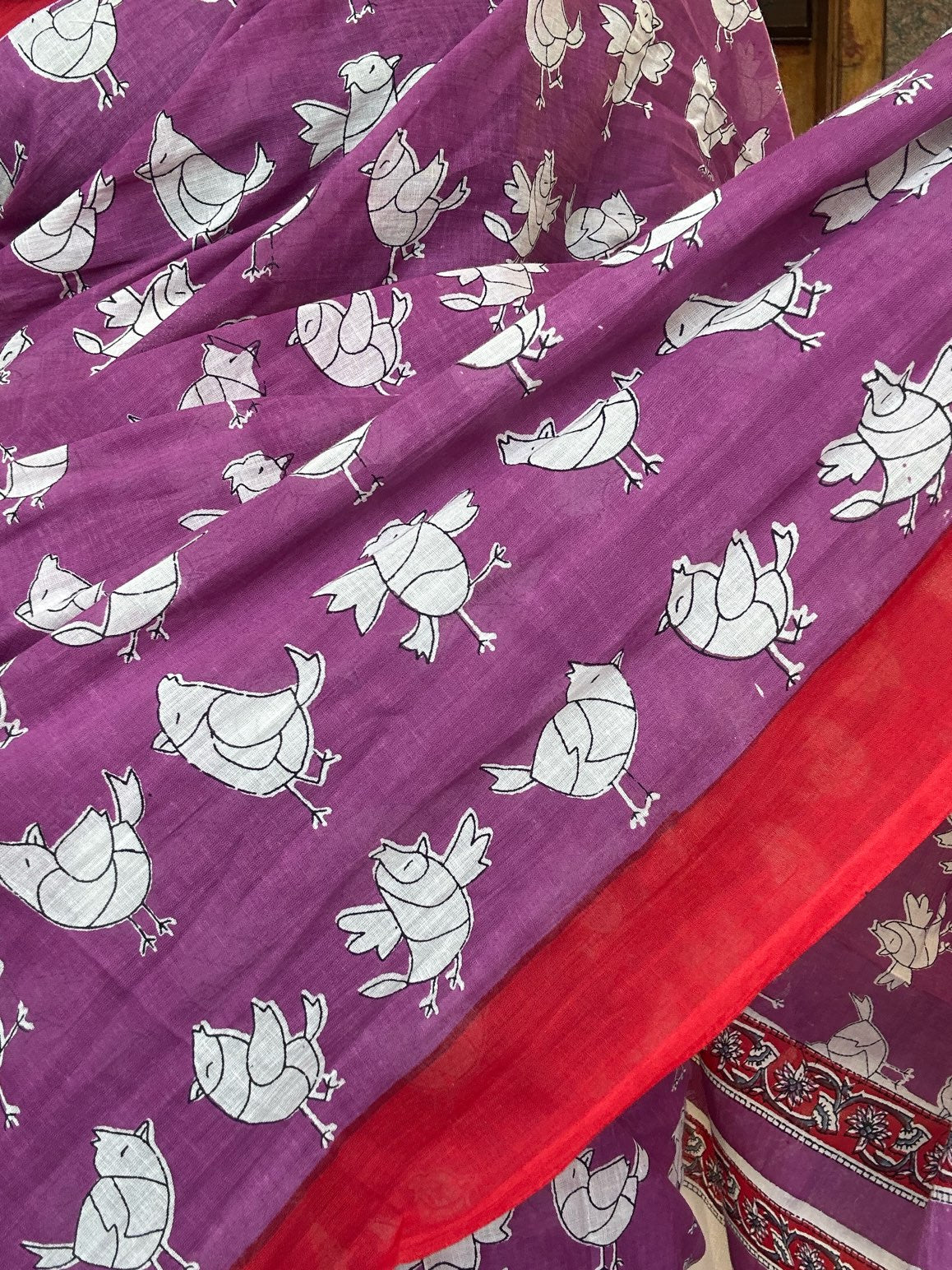 purple mulmul cotton saree