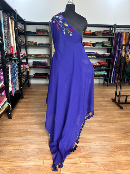BLUE KATHA MUL SAREE
