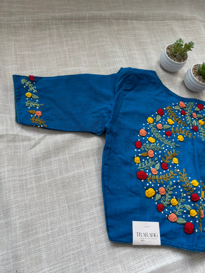 NAVY BLUE EMBROIDERED  BLOUSE