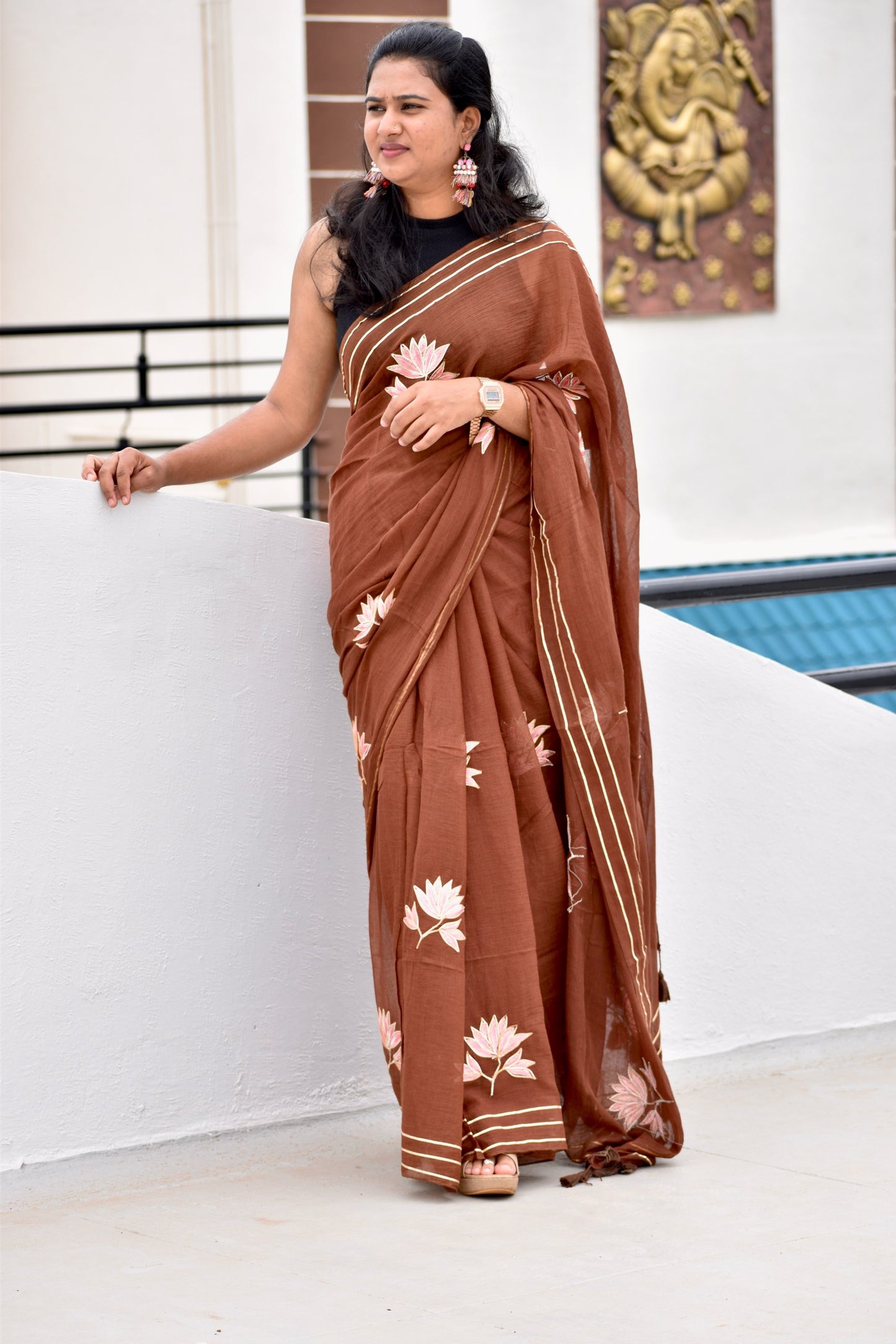 BROWN MUL SAREE