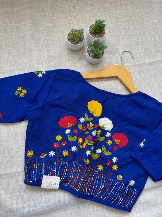 NAVY BLUE MBROIDERED  BLOUSE