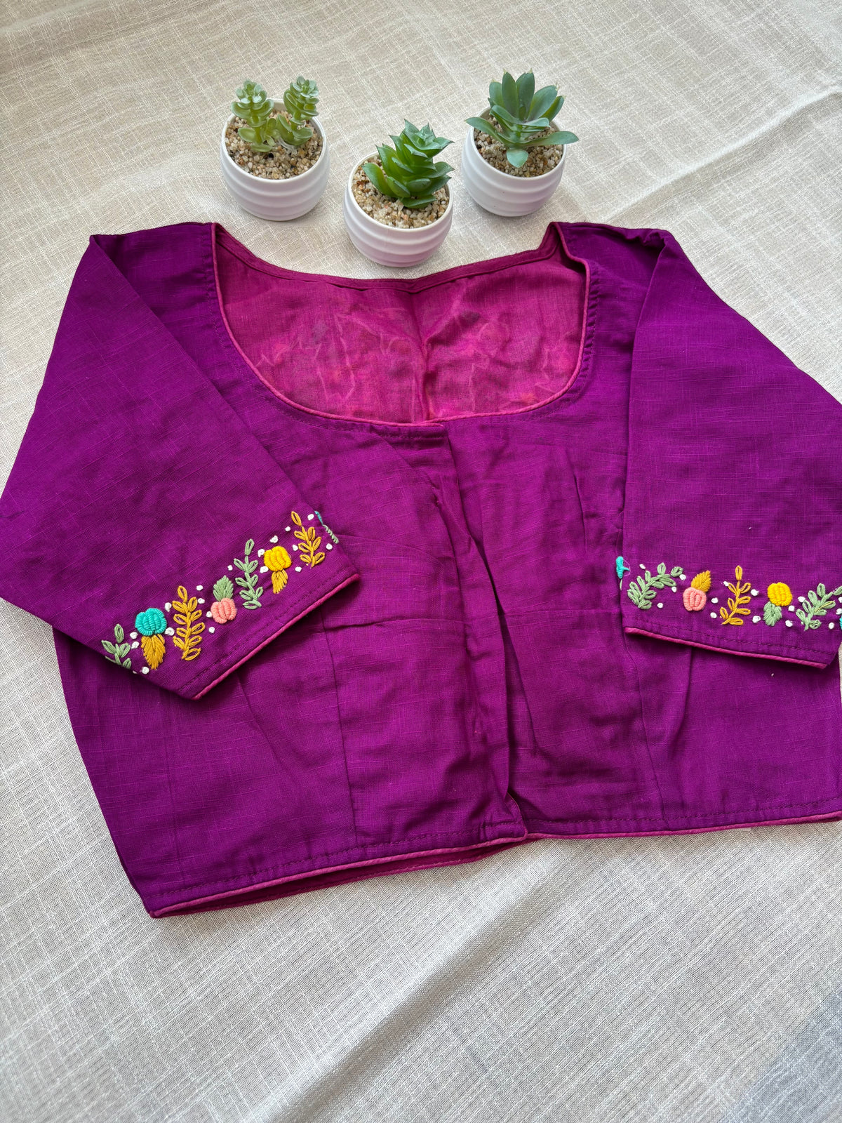 PURPLE EMBROIDERED  BLOUSE