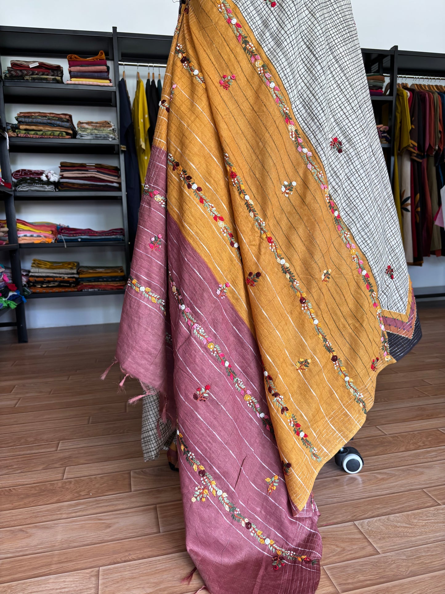 GREY  EMBROIDERED SAREE