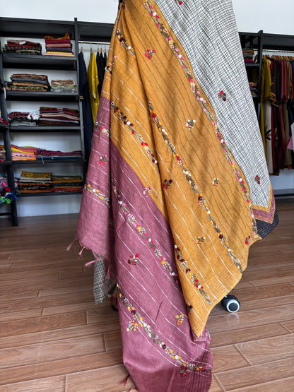 GREY  EMBROIDERED SAREE