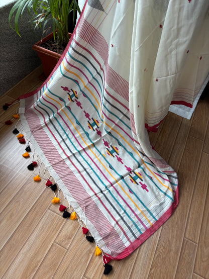 WHITE JAMDANI SAREE