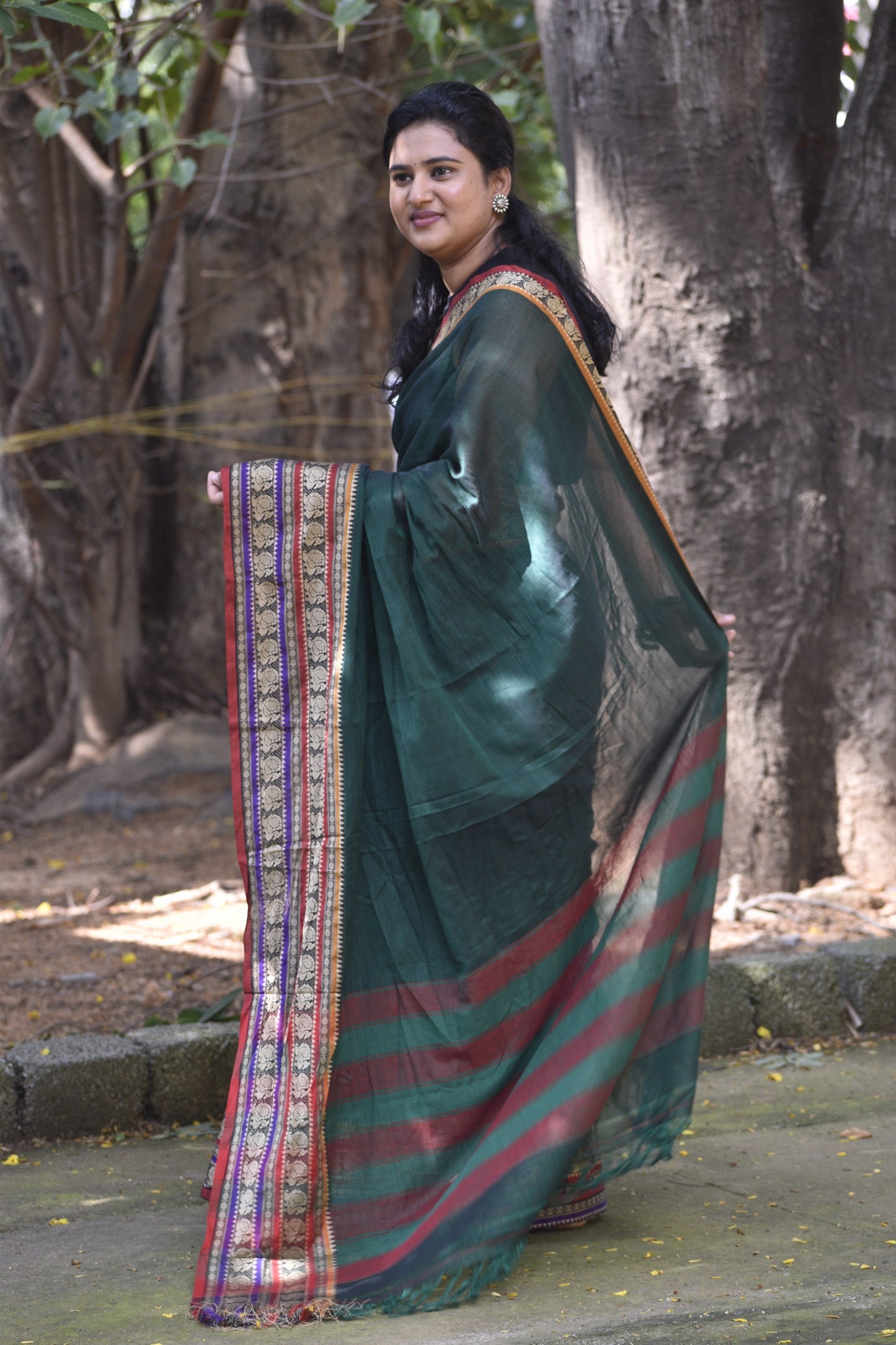 Green Narayanpet saree.