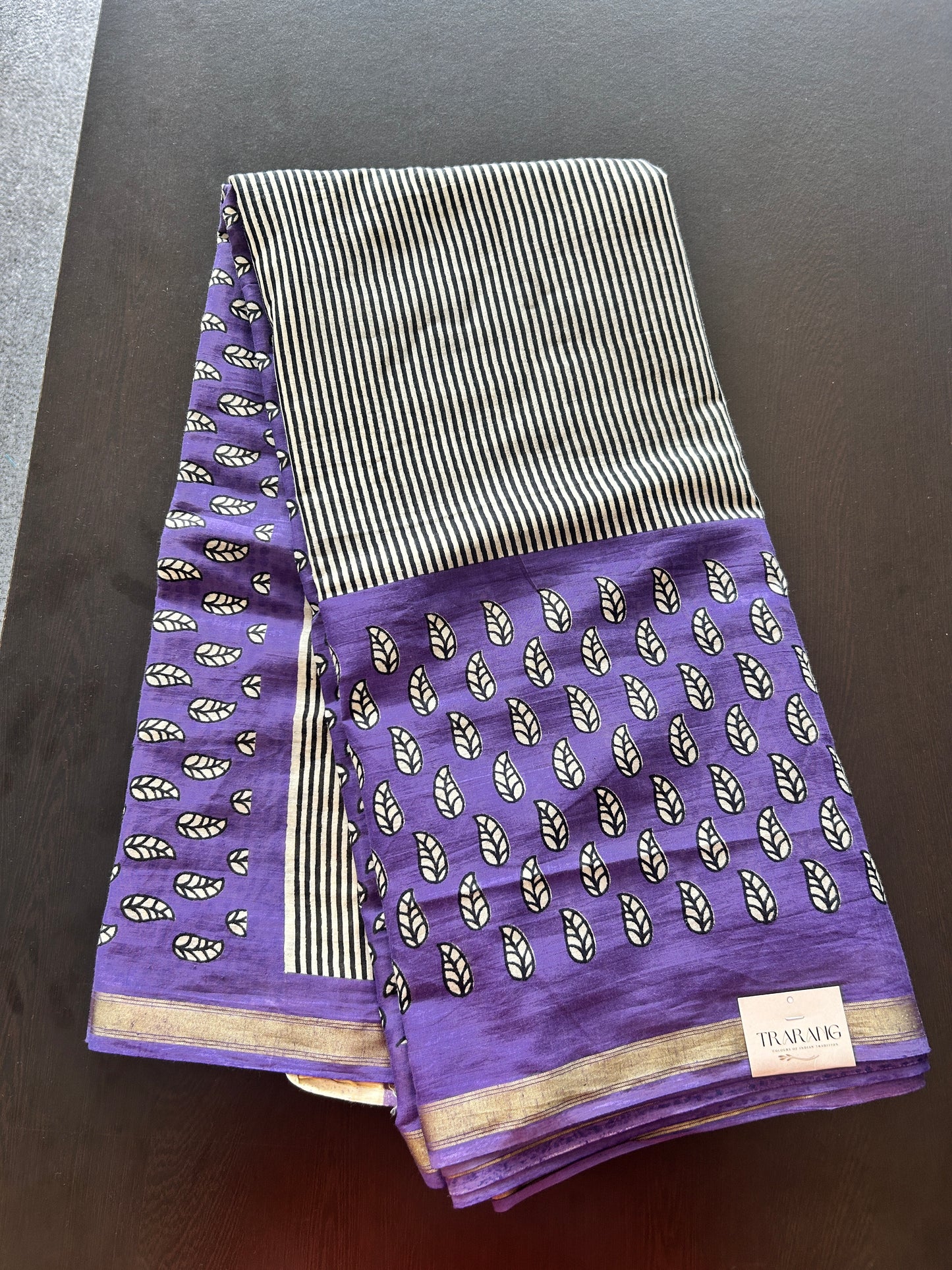 Purple chanderi mul cotton