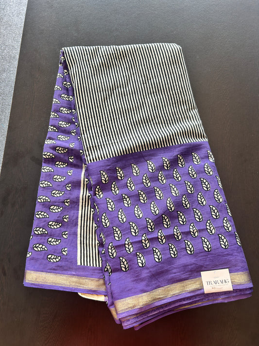 Purple chanderi mul cotton