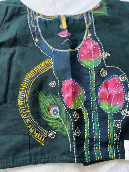 Green hand painted blouse