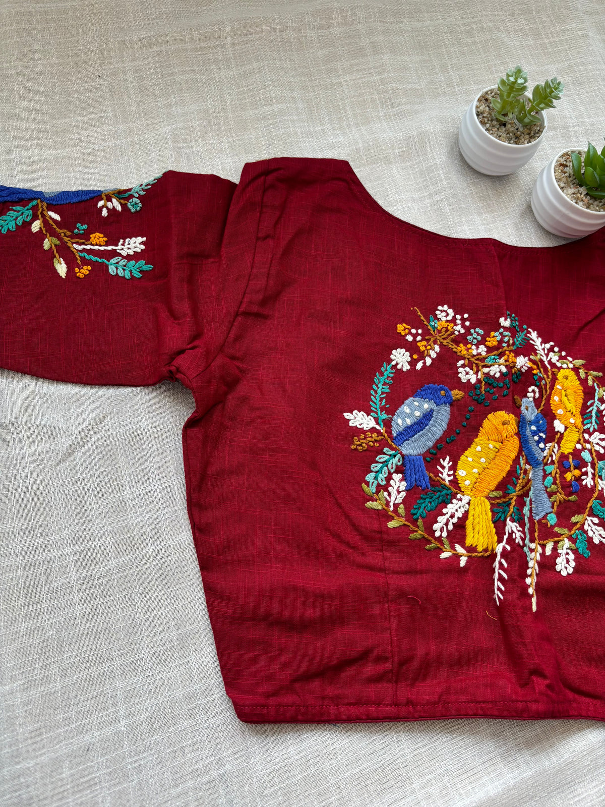 MAROON EMBROIDERED  BLOUSE