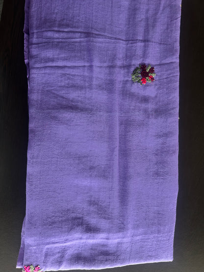 PURPLE EMBROIDERY MUL SAREE
